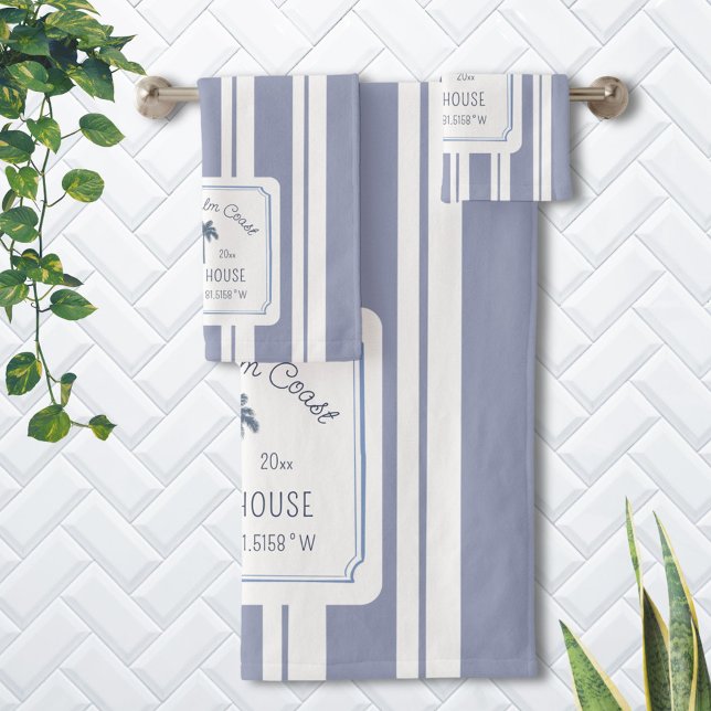 Beach House Blue Stripes Coastal Farmhouse (In situ)