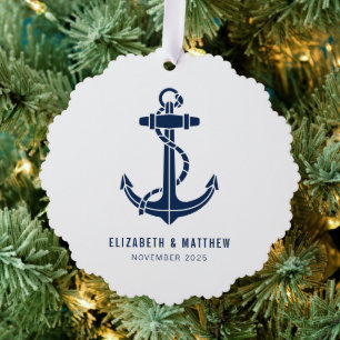 Beach House Boat Anchor Wedding Favours Custom Ornament Card