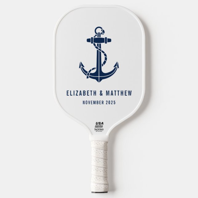 Beach House Boat Anchor Wedding Favours Custom Pickleball Paddle (Front)