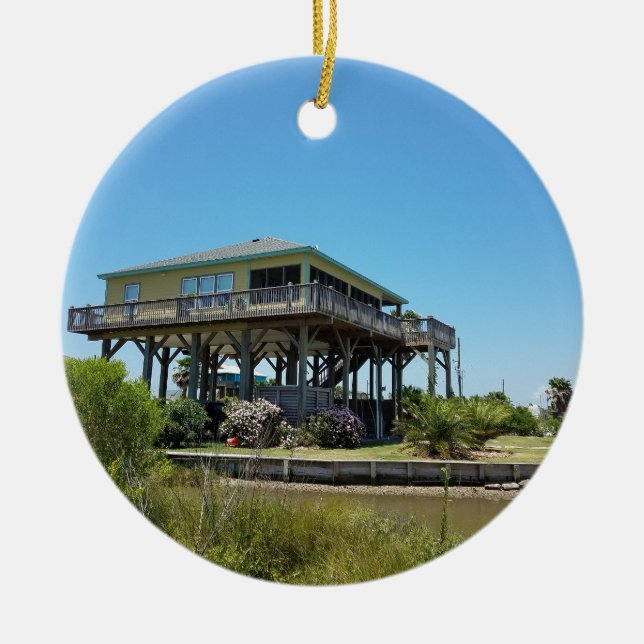 beach house ceramic ornament (Front)