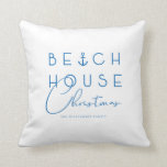 Beach House Christmas Coastal Blue Nautical Ocean Throw Pillow<br><div class="desc">Capture a cool nautical casual and coastal vibe this holiday sea-son with our coastal seaside-inspired holiday decor pillow. "Beach House Christmas" is designed in a stylish coastal blue typography design with an ocean nautical ship anchor incorporated into the typographic design. The reverse side features a bold blue nautical ship anchor...</div>