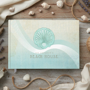 Beach House Clam Shell Aqua Blue ID623 Guest Book