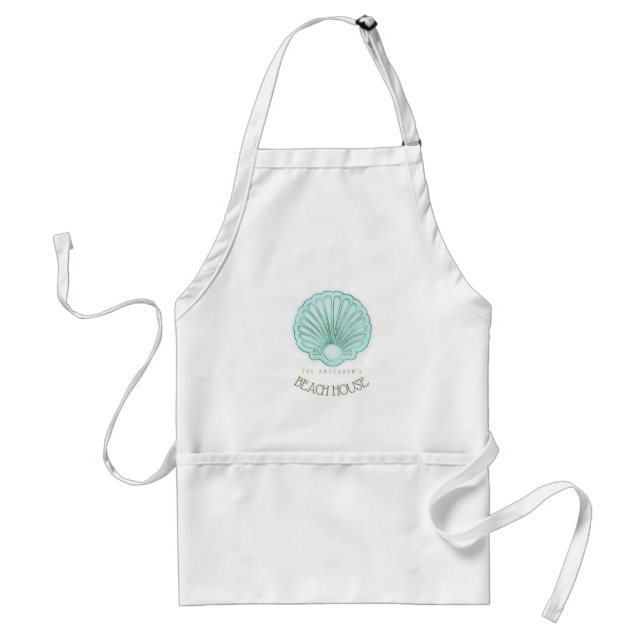 Beach House Clam Shell Aqua Blue ID623 Standard Apron (Front)