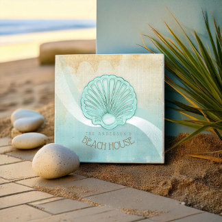 Beach House Clam Shell Aqua Blue ID623 Tile