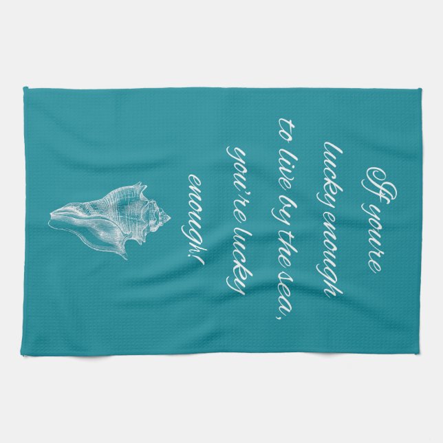 Beach house Coastal dish tea towel (Horizontal)