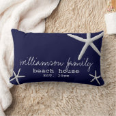 Beach House Coastal Starfish Navy Blue Lumbar Pillow (Blanket)