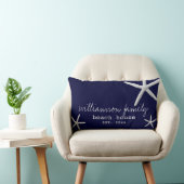 Beach House Coastal Starfish Navy Blue Lumbar Pillow (Chair)