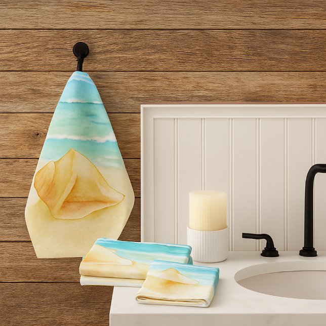 Beach House Conch Shell (Beach vibes...conch shell watercolor towel set )