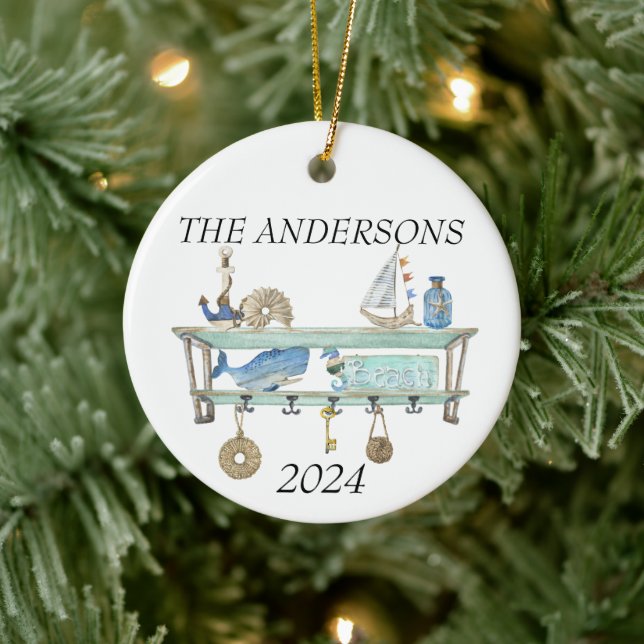 Beach House Costal Ocean Sea Decor Ceramic Ornament (Tree)