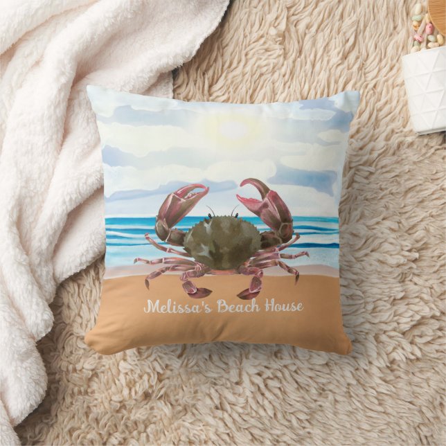 Beach House Crab Pillow (Blanket)