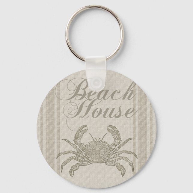 Beach House Crab Sandy Coastal Decor Keychain (Front)