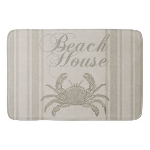 Beach House Crab Seashore Coastal Vintage Bath Mat