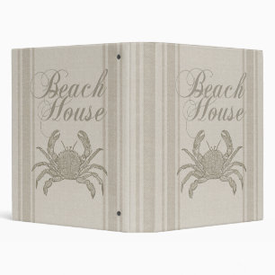 Beach House Crab Seashore Coastal Vintage Binder