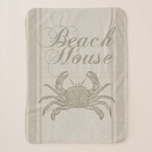 Beach House Crab Seashore Sherpa Blanket