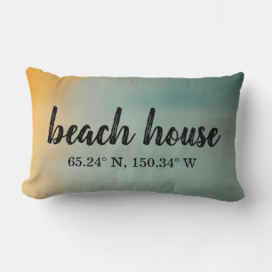 Beach House Custom Coordinates Lumbar Pillow