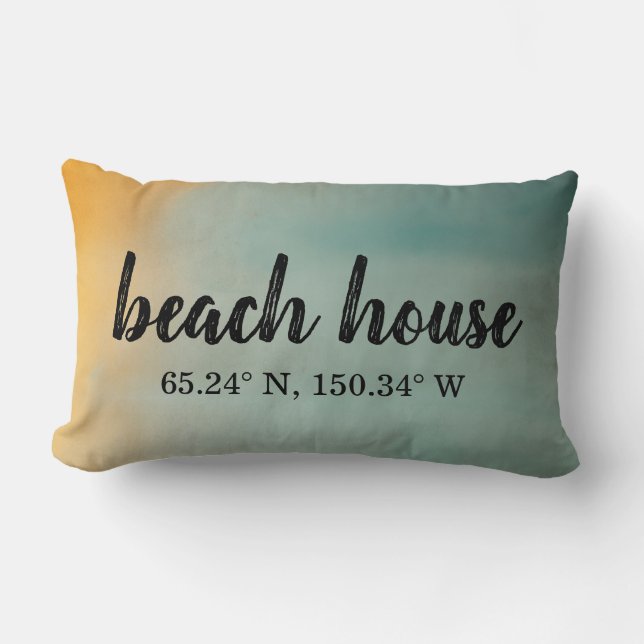 Beach House Custom Coordinates Lumbar Pillow (Front)