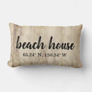 Beach House Custom Coordinates Lumbar Pillow