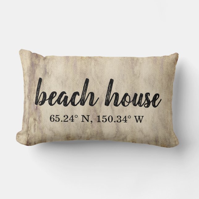 Beach House Custom Coordinates Lumbar Pillow (Front)