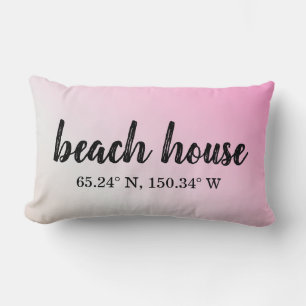 Beach House Custom Coordinates Lumbar Pillow