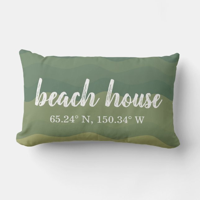Beach House Custom Coordinates Lumbar Pillow (Front)