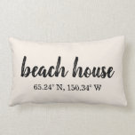 Beach House Custom Coordinates Lumbar Pillow<br><div class="desc">This is a beautiful Beach House Custom Coordinates Lumbar Pillow. You can make a unique custom housewarming gift for new homeowners. It is a perfect addition to your seaside home. You can show your love for your beach side home.</div>