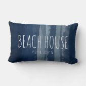 Beach House Custom Coordinates Navy Lumbar Pillow (Back)