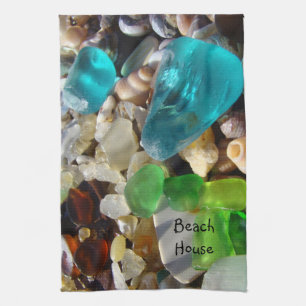 Beach House custom Kitchen Hand Towels Seaglass