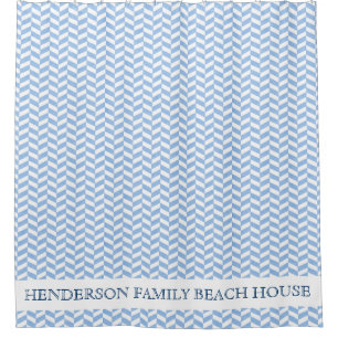 Beach House Custom Name Herringbone Blue White