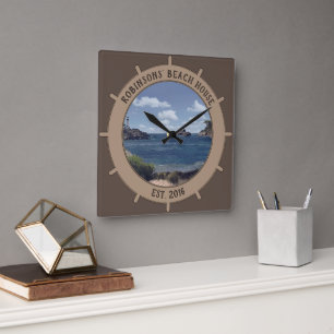 Beach House (customizable) Clock