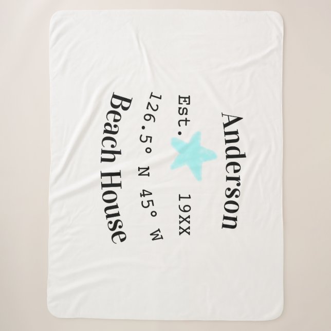 Beach house Date year custom coordinates add est. Sherpa Blanket (Front)