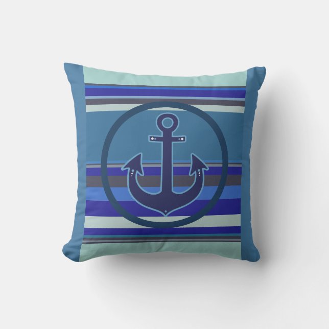 beach house-decor nautical pillow of anchor (Front)