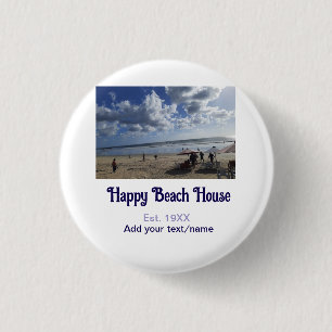 Beach house est. Add year photo latitude longitude 1 Inch Round Button