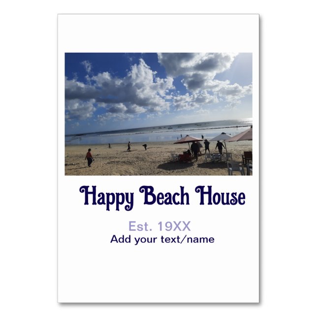 Beach house est. Add year photo latitude longitude Table Number (Front)