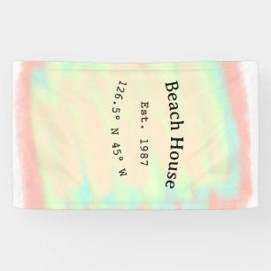 Beach house ets. Date year custom coordinates add Banner