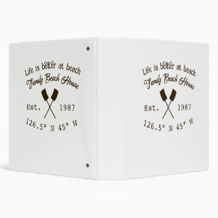 Beach house ets. Date year custom coordinates add  Binder