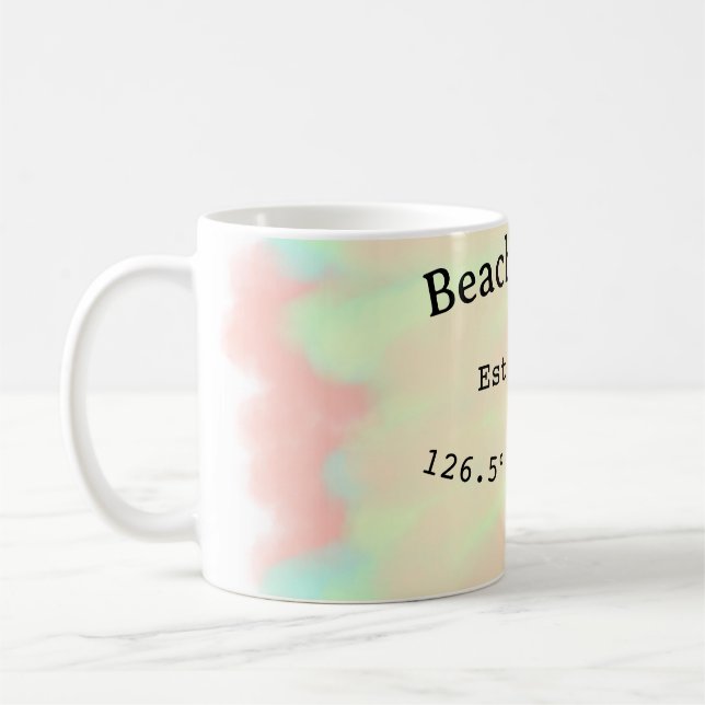Beach house ets. Date year custom coordinates add Coffee Mug (Left)