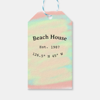 Beach house ets. Date year custom coordinates add Gift Tags