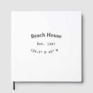 Beach house ets. Date year custom coordinates add Guest Book