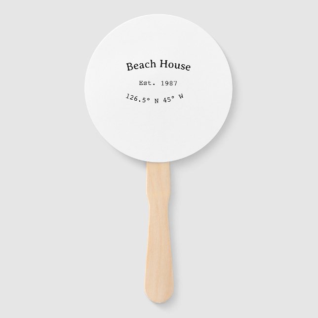 Beach house ets. Date year custom coordinates add Hand Fan (Front)
