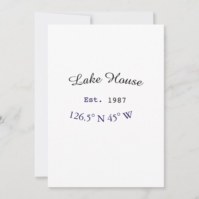 Beach house ets. Date year custom coordinates add Invitation (Front)