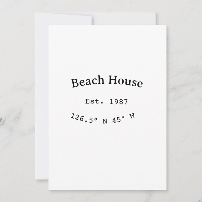 Beach house ets. Date year custom coordinates add Invitation (Front)