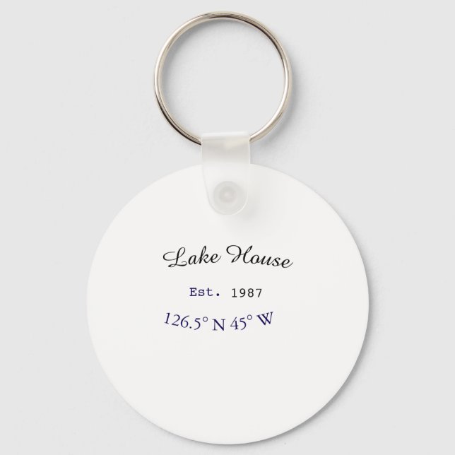 Beach house ets. Date year custom coordinates add Keychain (Front)