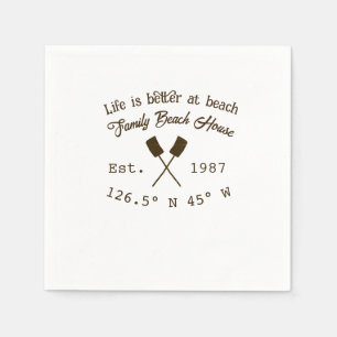 Beach house ets. Date year custom coordinates add Napkin