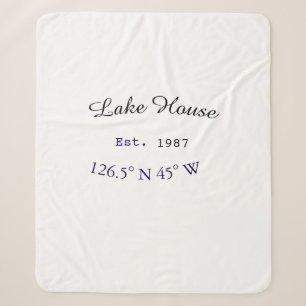 Beach house ets. Date year custom coordinates add Sherpa Blanket