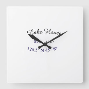 Beach house ets. Date year custom coordinates add Square Wall Clock