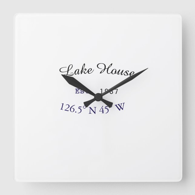 Beach house ets. Date year custom coordinates add Square Wall Clock (Front)