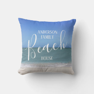 Beach House Family Name Beautiful Beach Photo Outdoor Pillow
