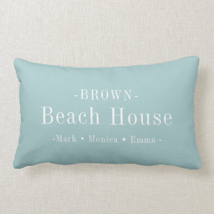 Beach House Family Name Lumbar Pillow