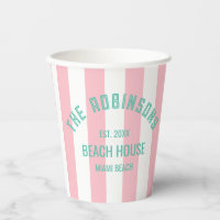 Beach House Family Name Pink Cabana Stripe Napki