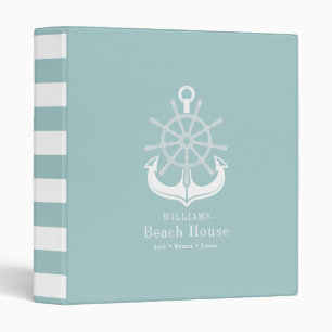 Beach House Family Name Teal Anchor Binder